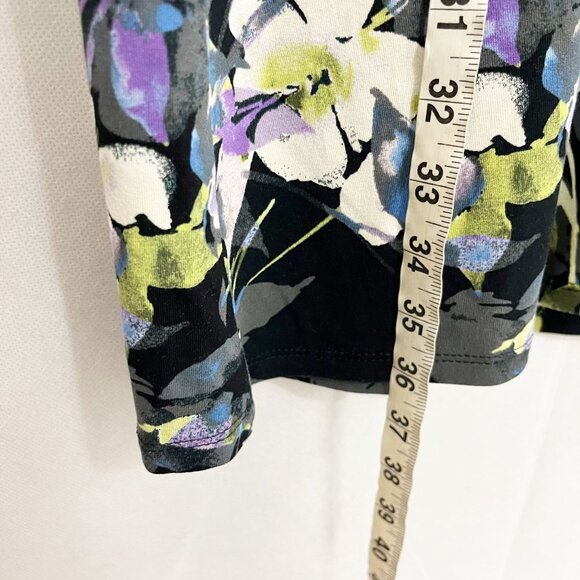 NEW J. Jill Wearever Collection Black Floral Dress Scoop Neck Size Medium Petite - Picture 6 of 6